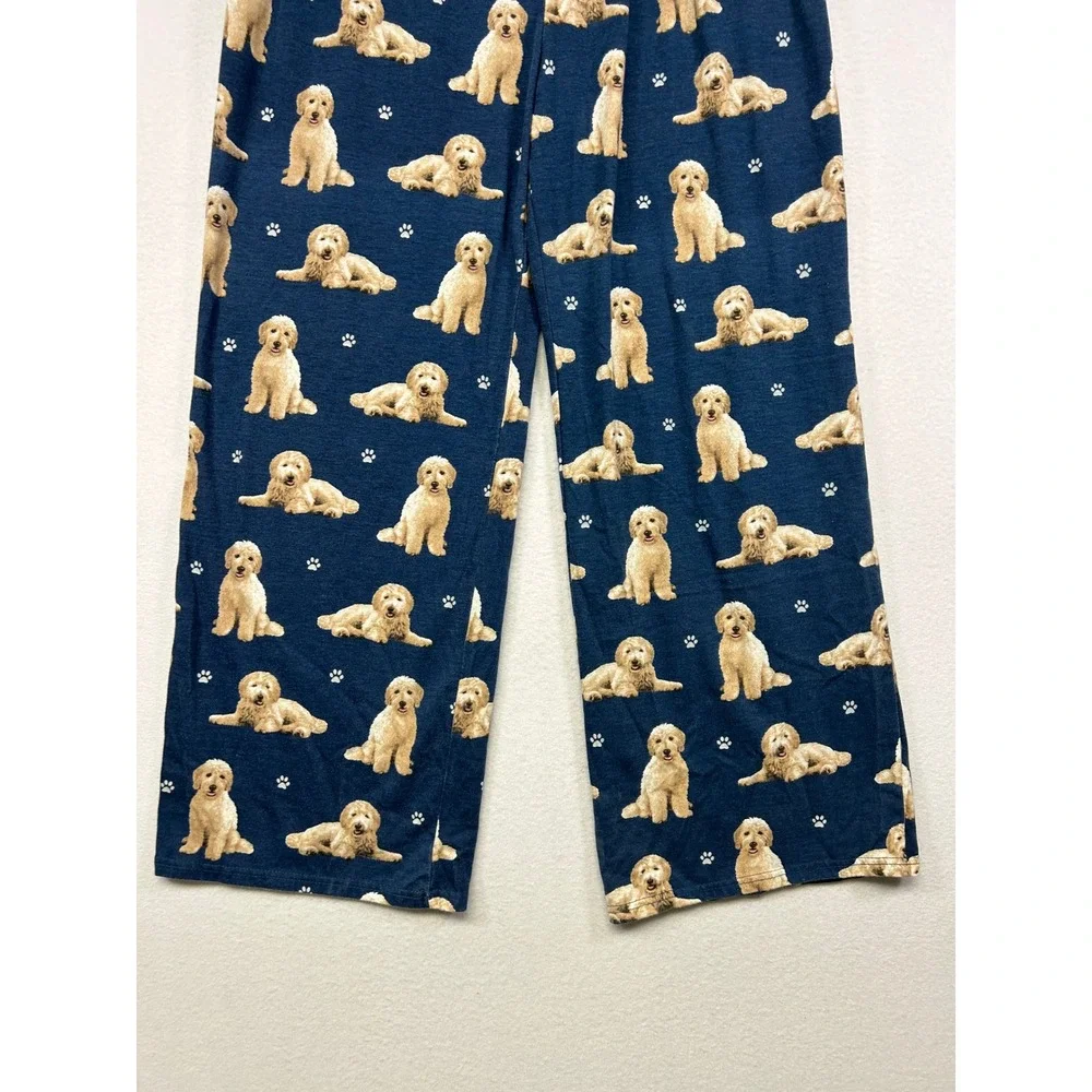 Dog Lover Comfies Unisex Large Navy Blue Golden Doodle Print Pajama Lounge Pants - Picture 10 of 11